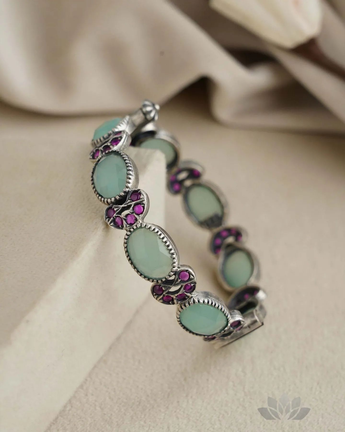 Multicolor Stone Silver Bangles From 'Prade Jewels'