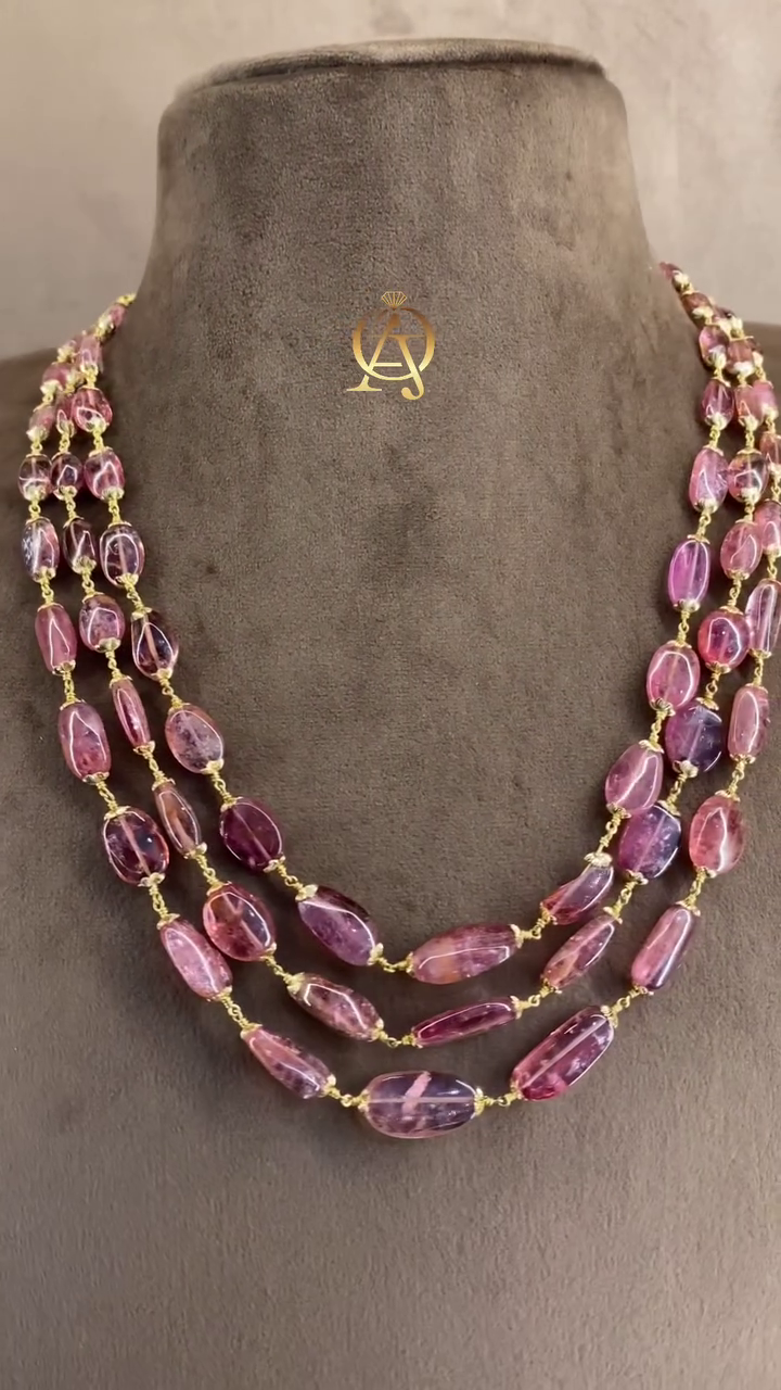 Natural Tourmalines Layered Necklace From 'Ajay Omprakash Jewellers'