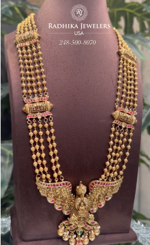 Multilayer Beaded Lakshmi Long Necklace From 'Radhika Jewellers'