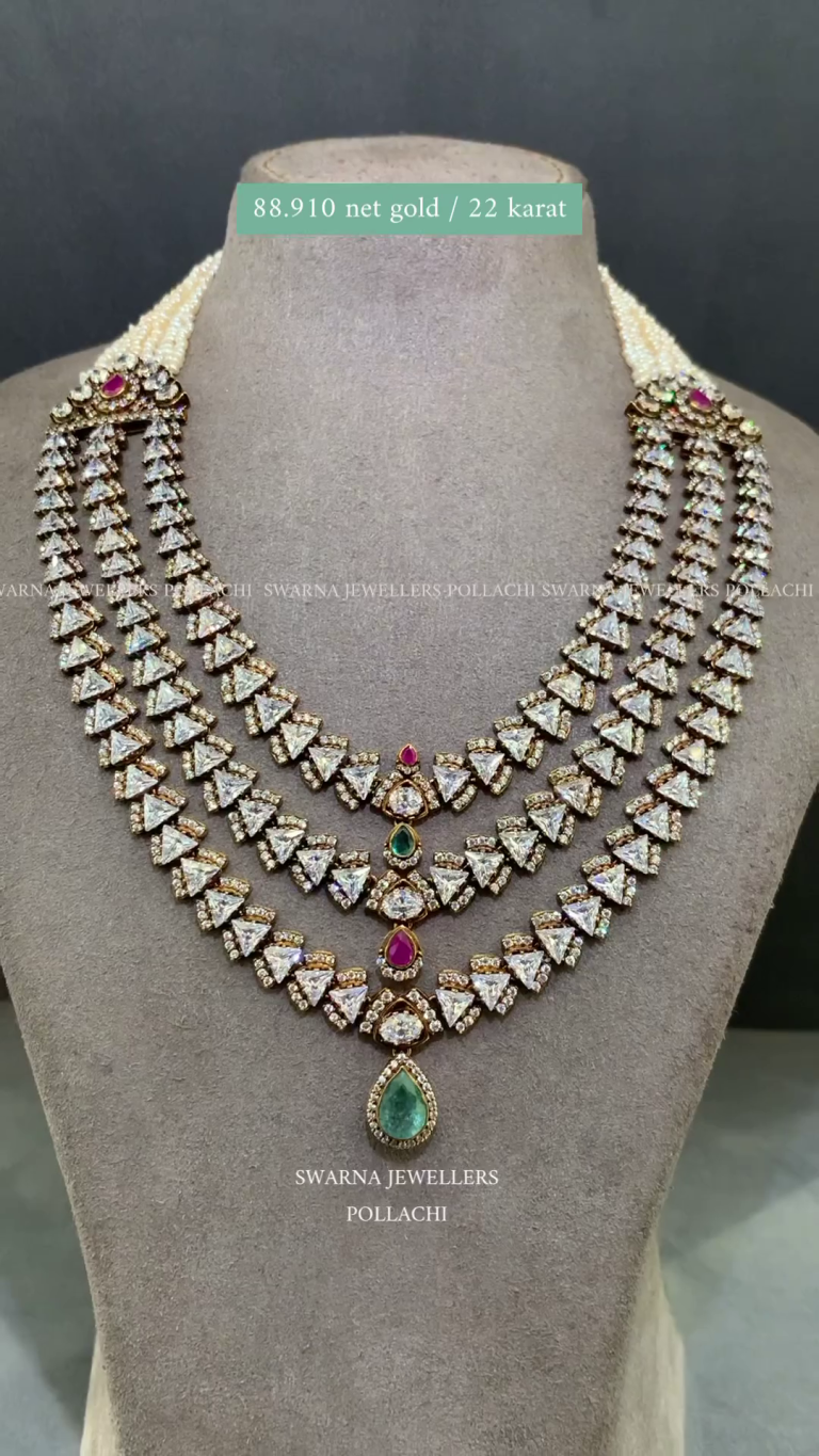 Victorian 3 Layer Stone Necklace From 'Swarna Jewellers Pollachi'