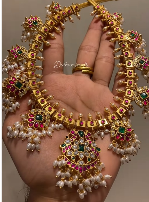 Guttapusalu With Kundan Stones Gold Plated Necklace From 'Dulhan Jewels'