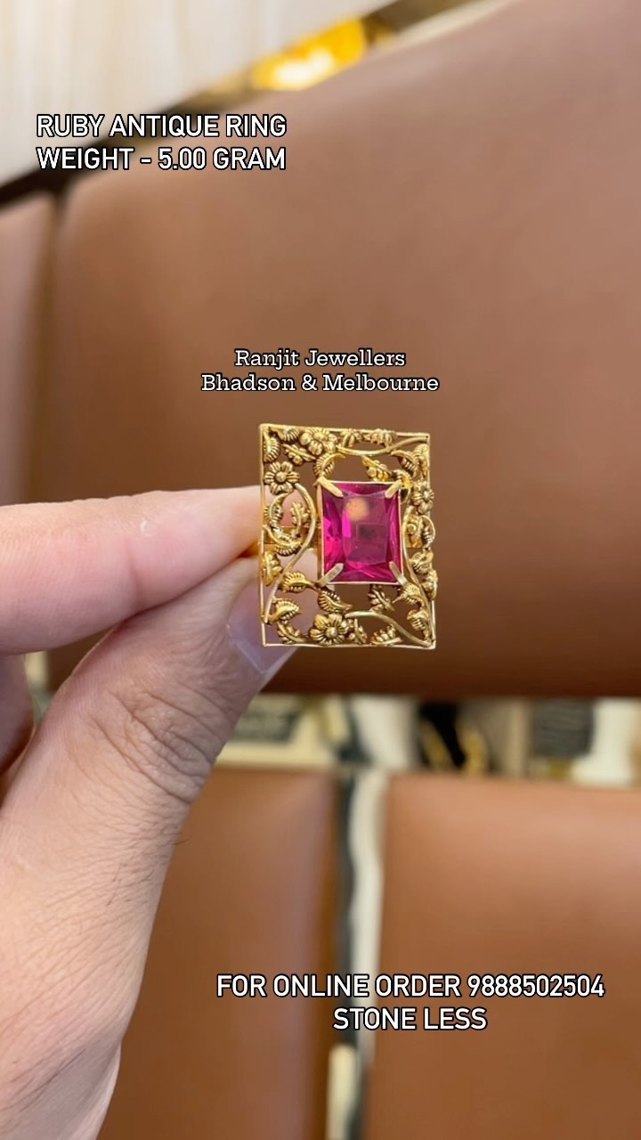 Antique Ruby Gold Finger Ring From 'Ranjit Jewellers'