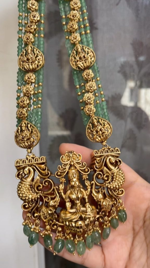 Beaded Temple Lakshmi Long Necklace From 'Kruthika Jewellery'