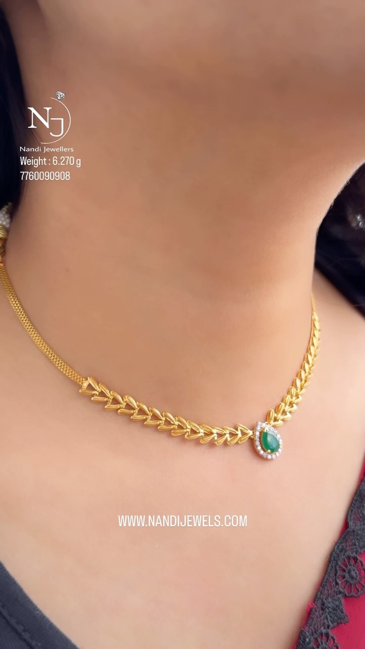 Emerald Pendant Gold Necklace From 'Nandi Jewels'