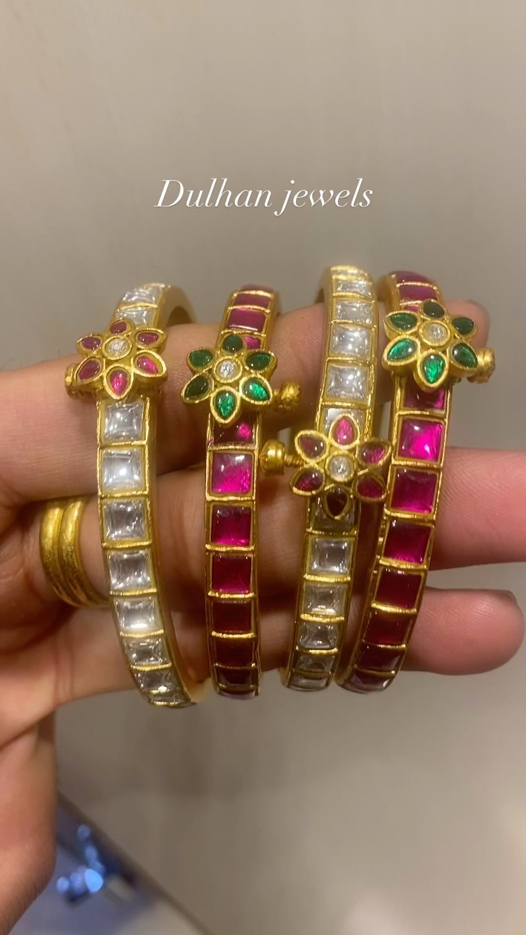 Gold Plated Silver Kundan Jadau Bangles From 'Dulhan Jewels'