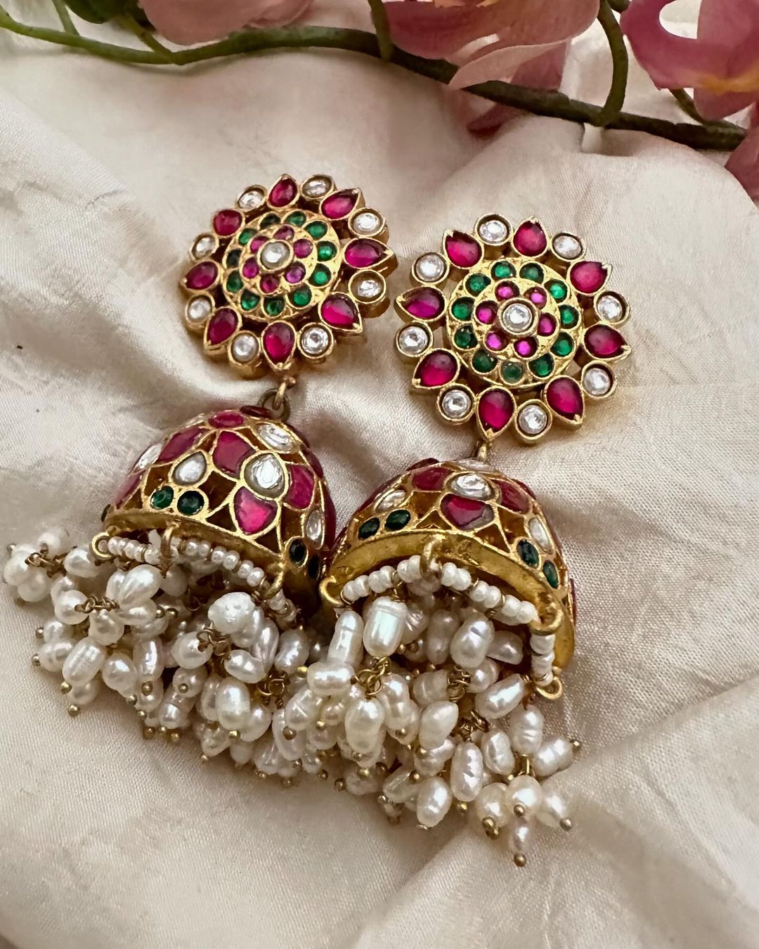 Imitation Jadau Kundan Floral Jhumkas From 'Vriksham'