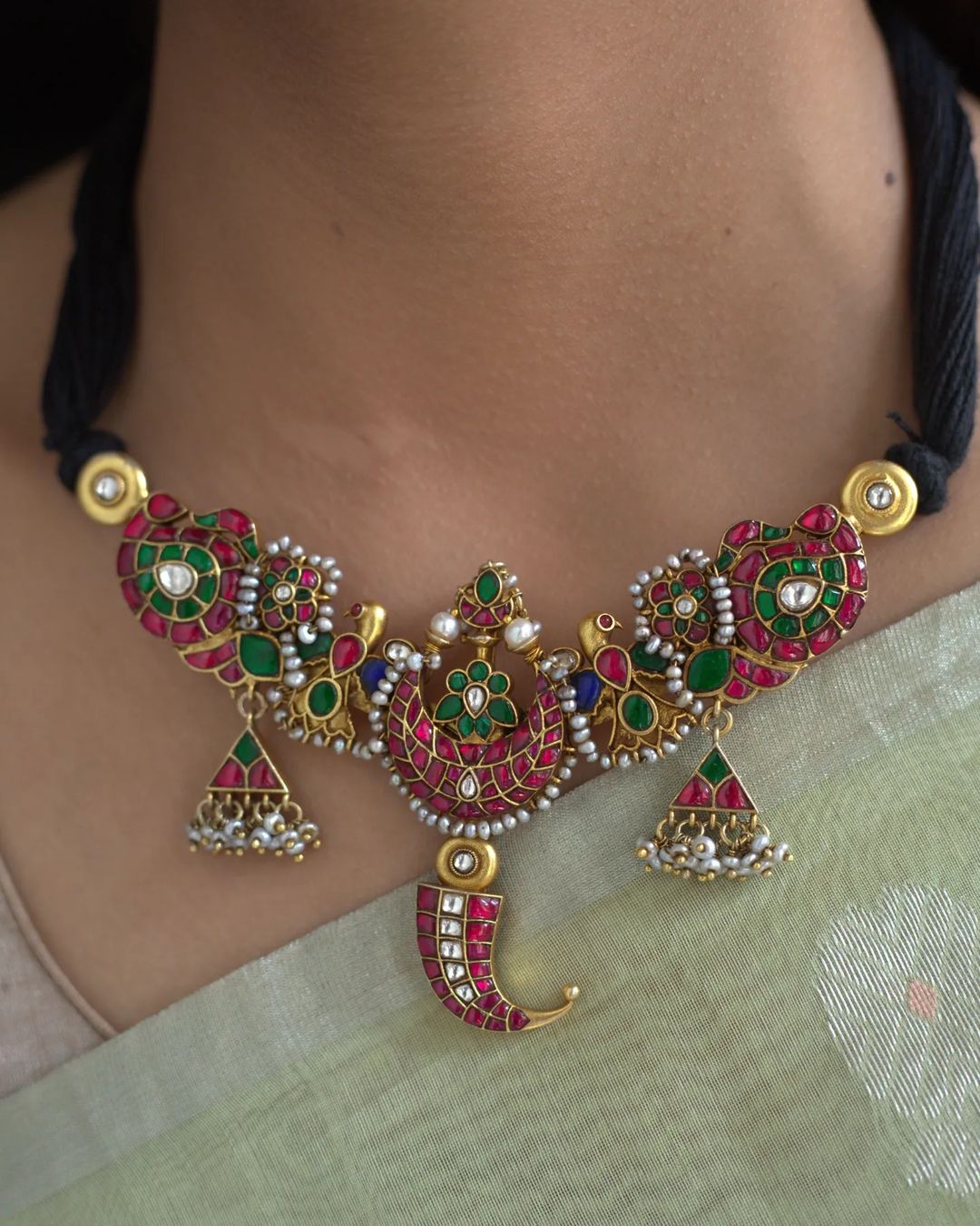  Thread With Kundan Stones Gold Plated Silver Necklace From 'Prade Jewels'