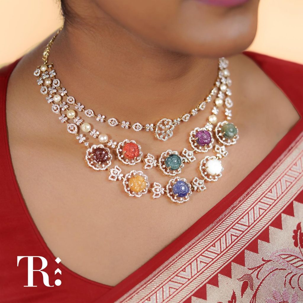 Beautiful Gold Navarathan Necklace From 'Tibarumal Ramnivas'