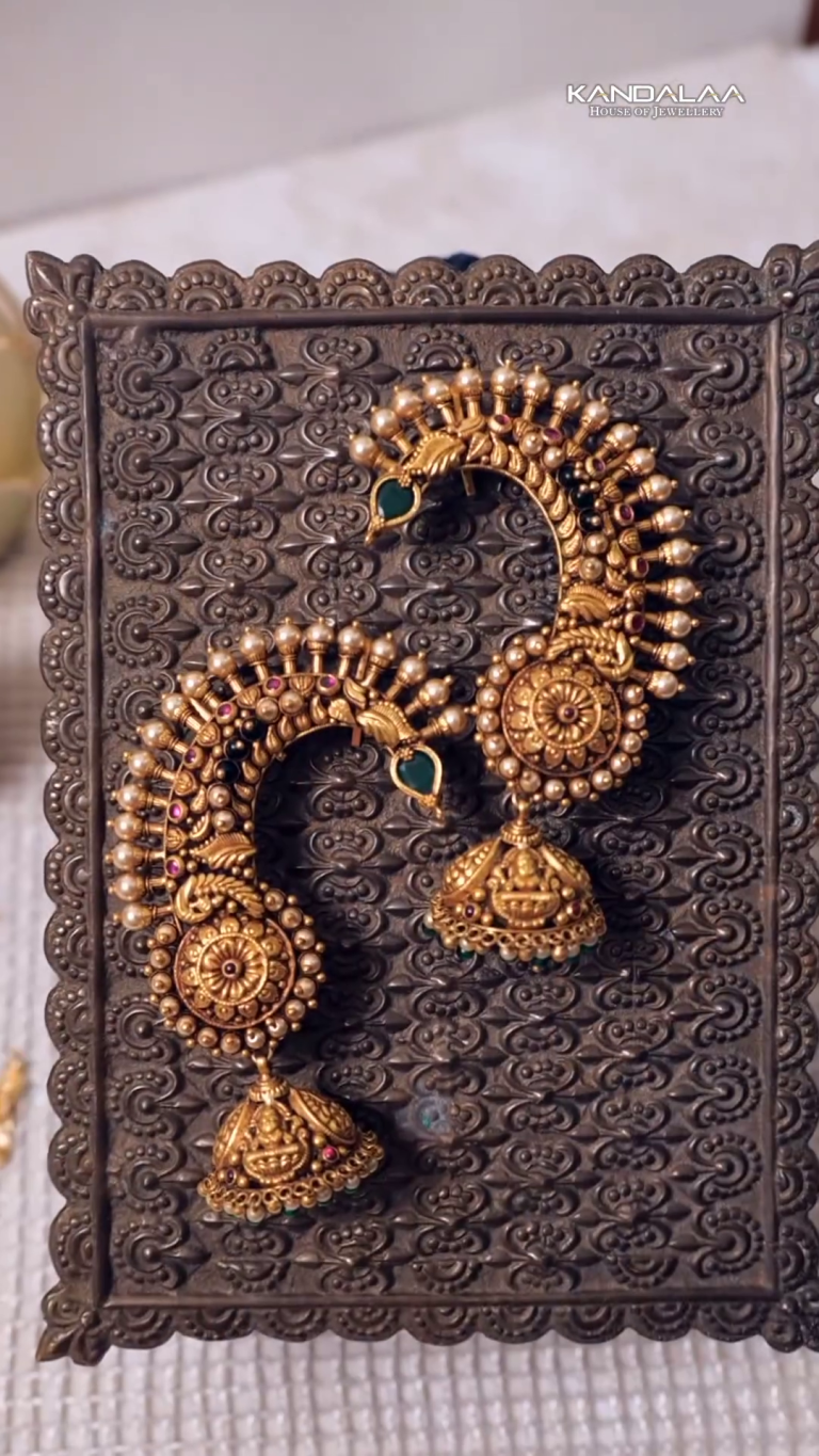 Gold Ear Cuffs with Lakshmi Jhumkas From 'Kandala'