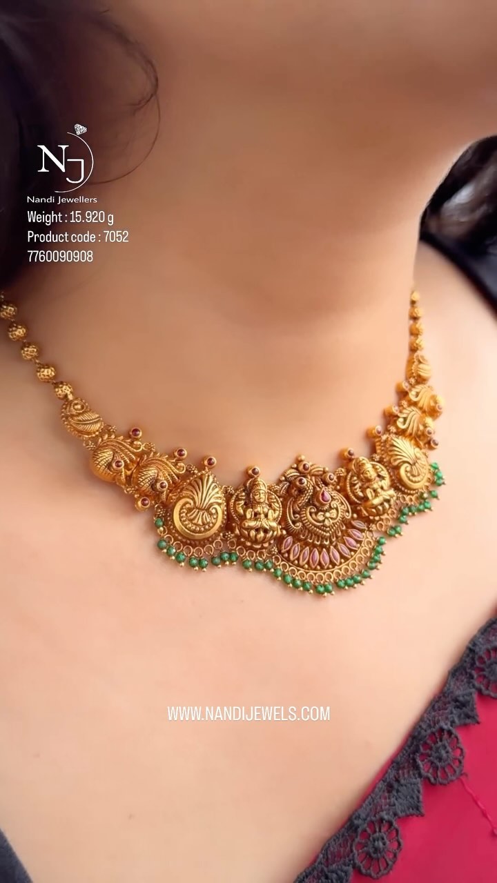 Gold Lakshmi and Peacock Choker From 'Nandi Jewels'