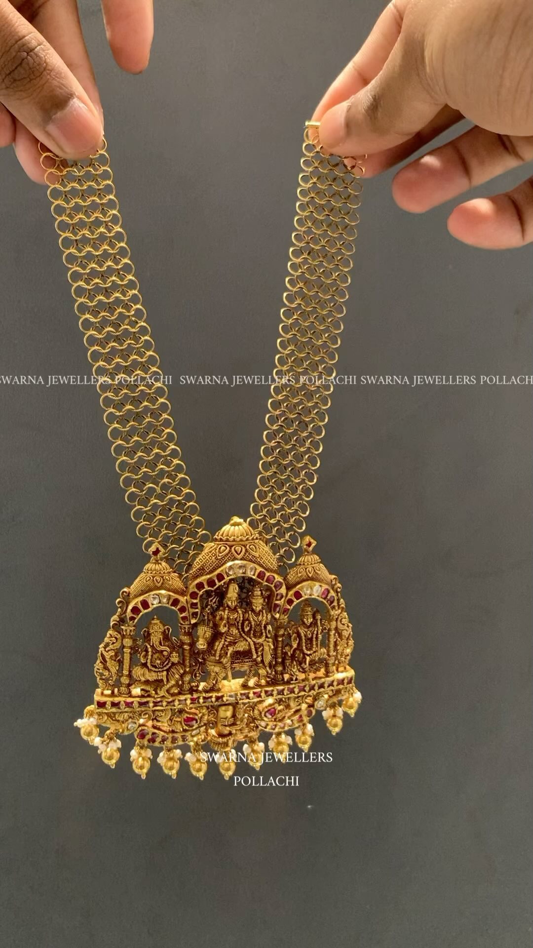 Gold Micro Art Antique Nagas Haram From 'Swarna Jewellers Pollachi'