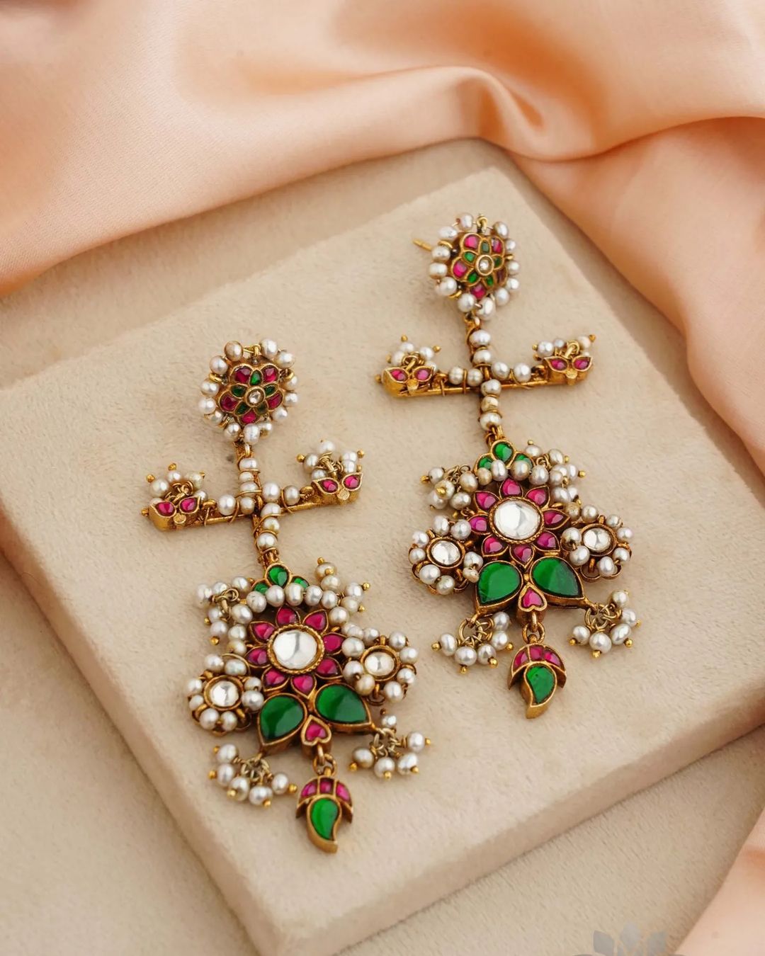 Gold Plated Kundan and Pearl Earrings