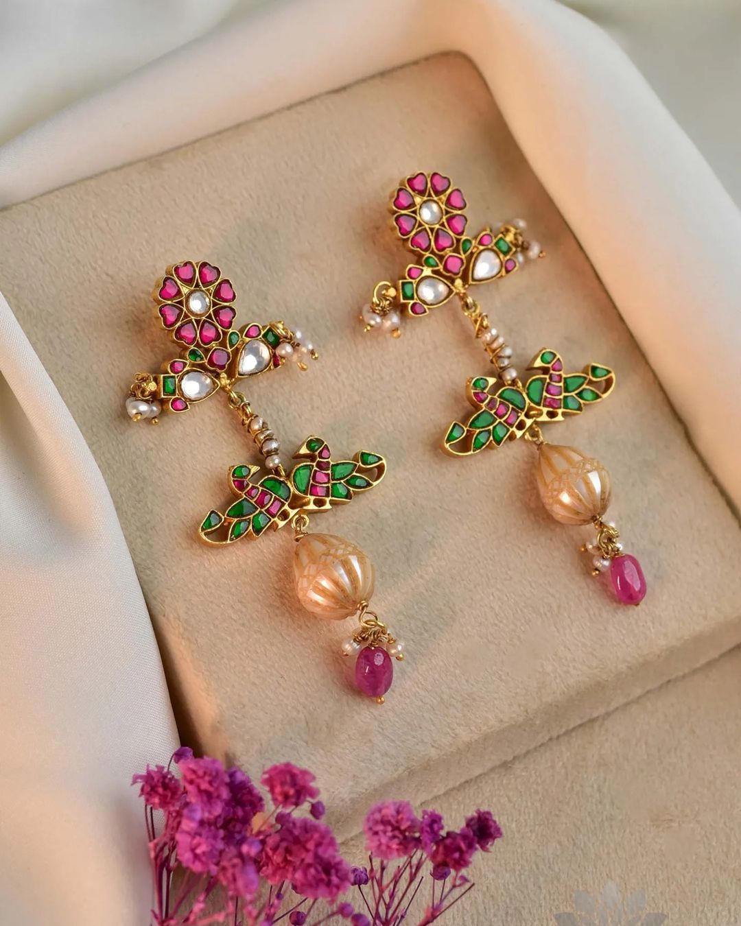 Gold Plated Kundan and Pearl Earrings