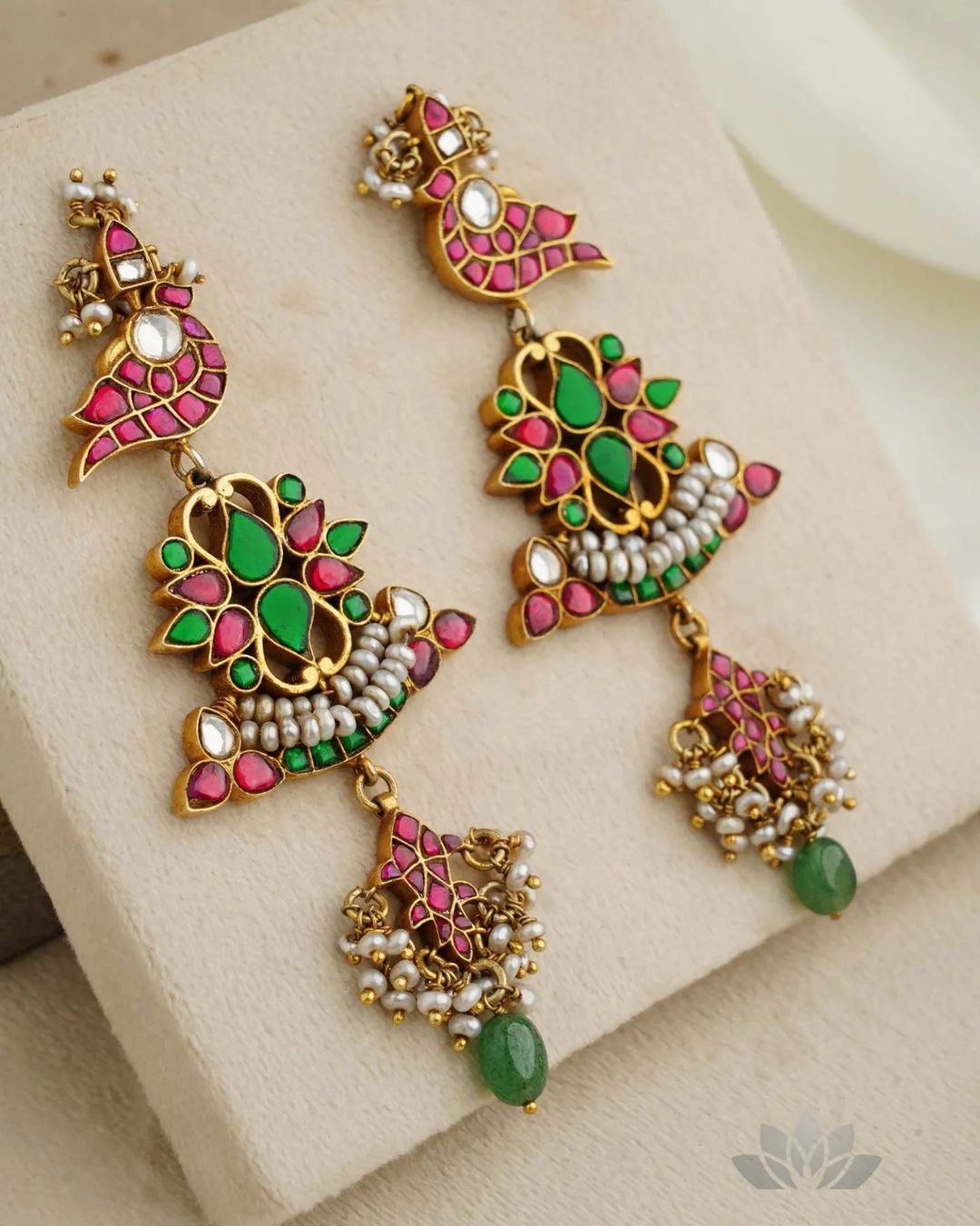 Gold Plated Kundan and Pearl Earrings