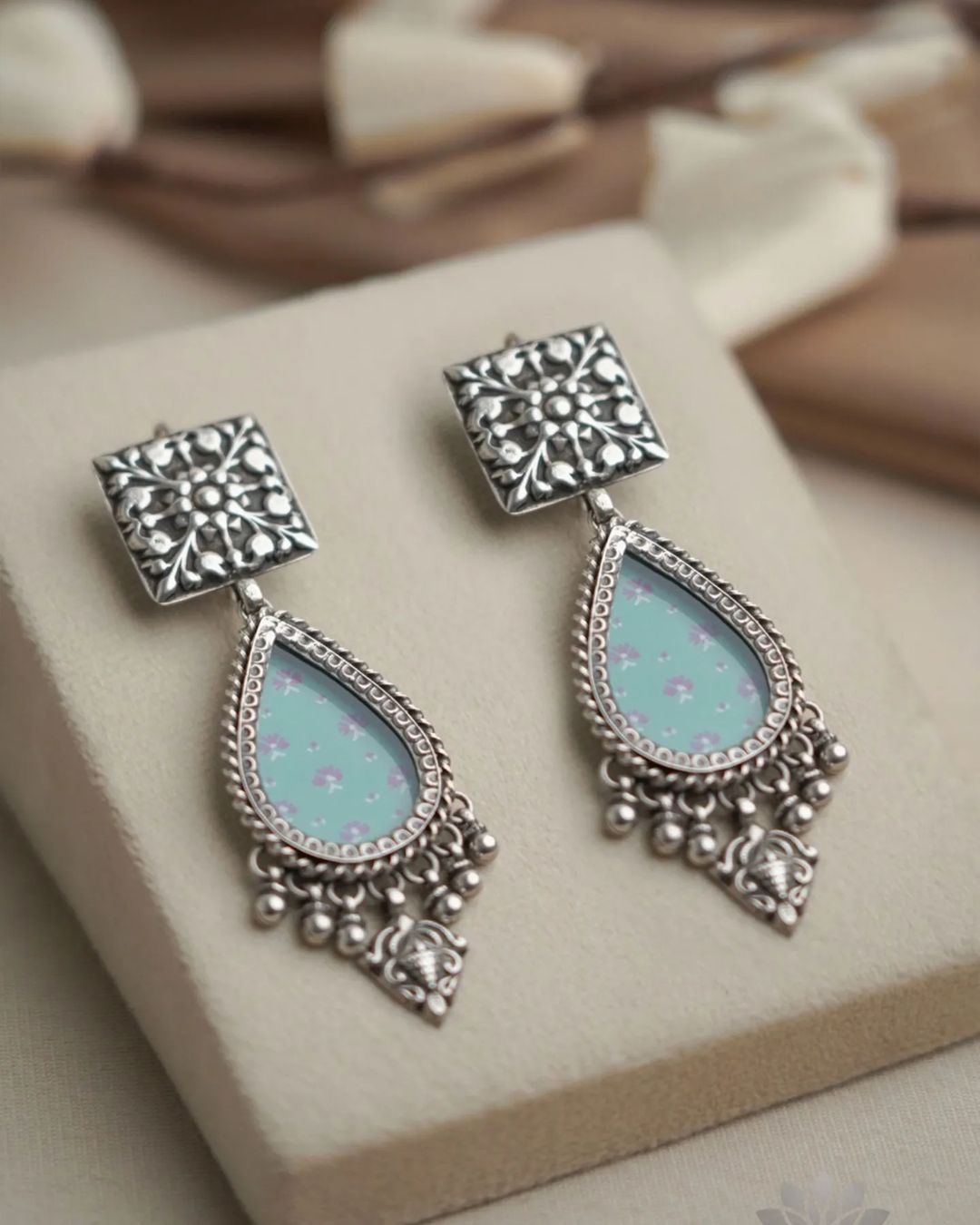 Hand Painted Silver Earrings From 'Prade Jewels'