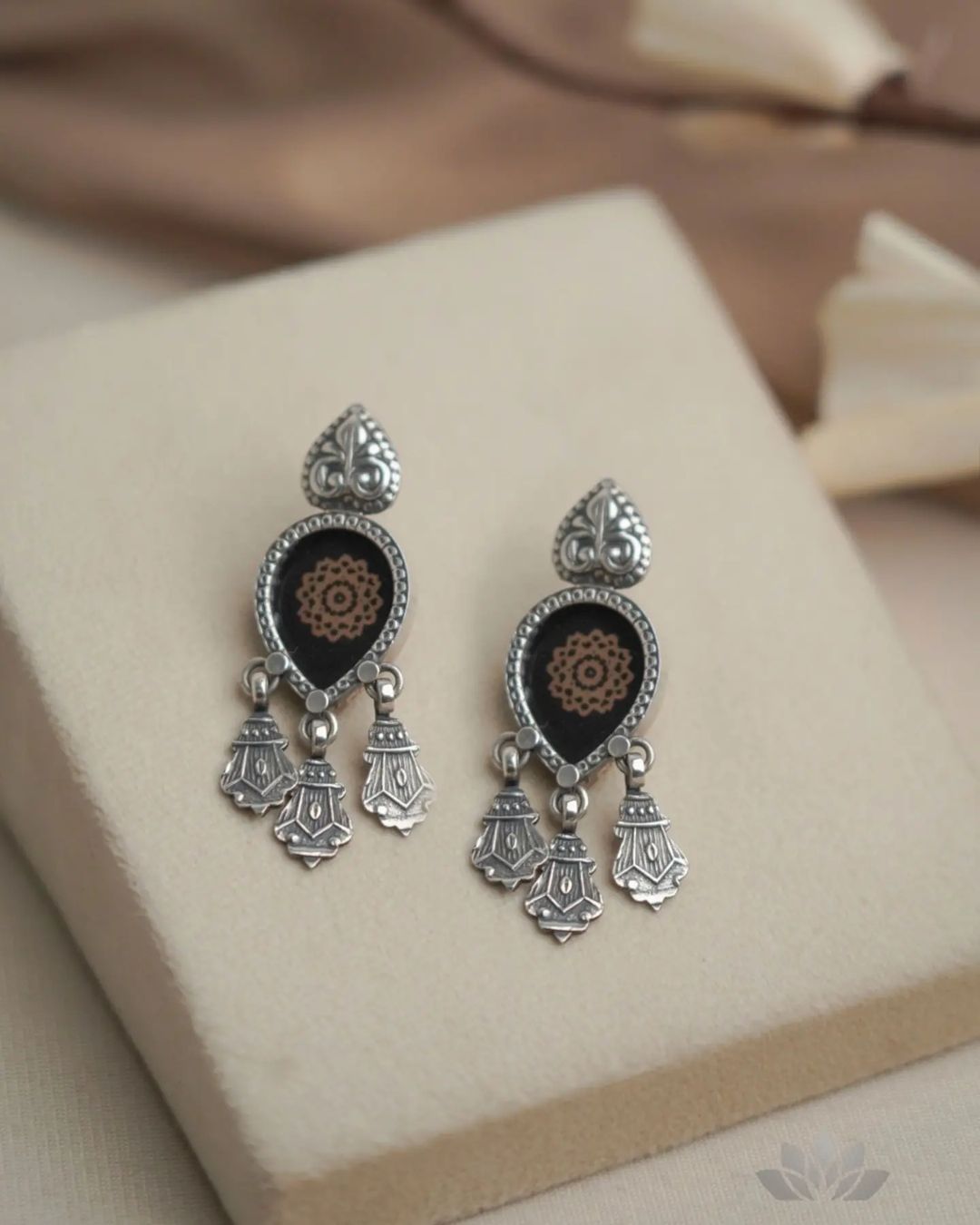 Hand Painted Silver Earrings From 'Prade Jewels'