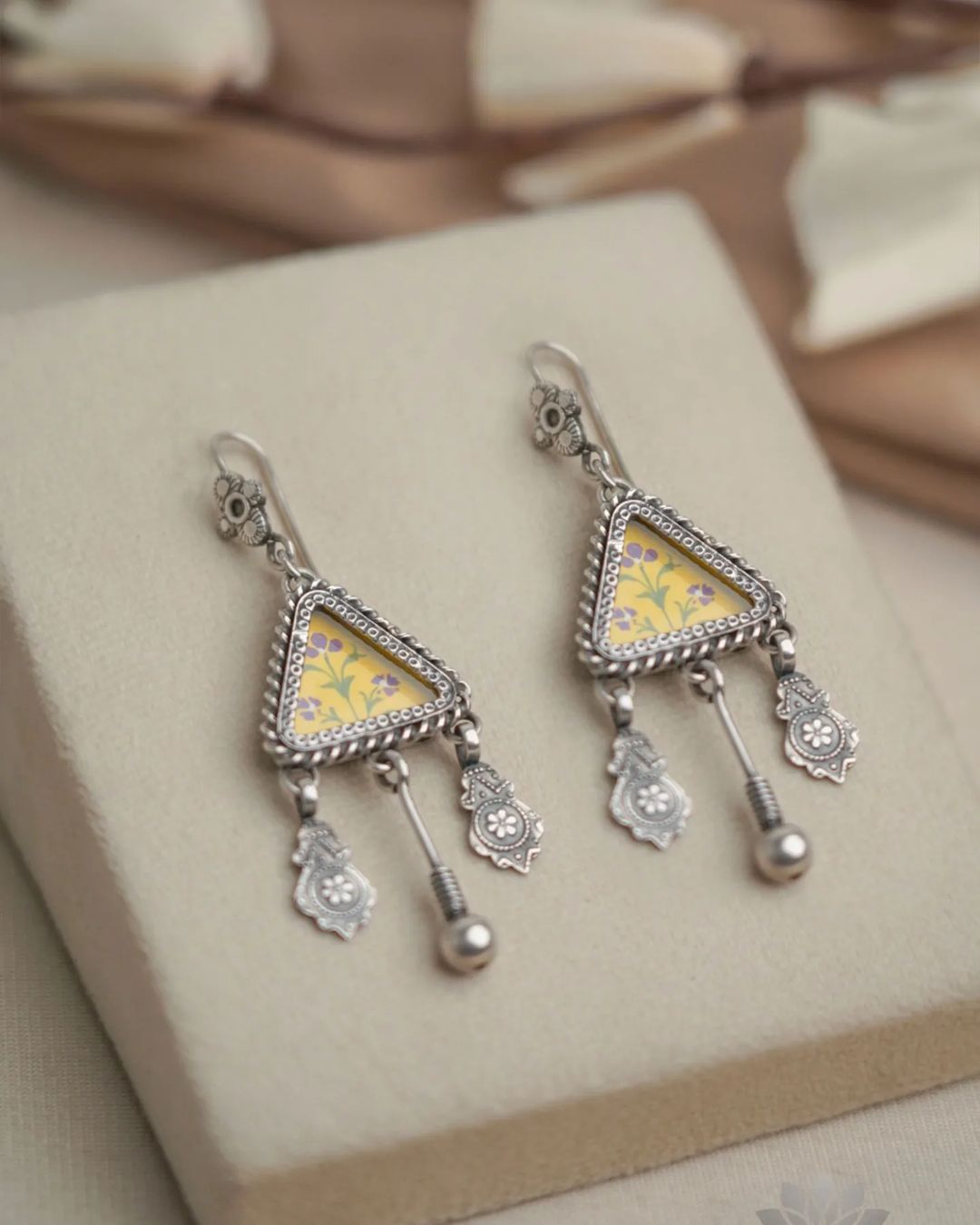 Hand Painted Silver Earrings From 'Prade Jewels'