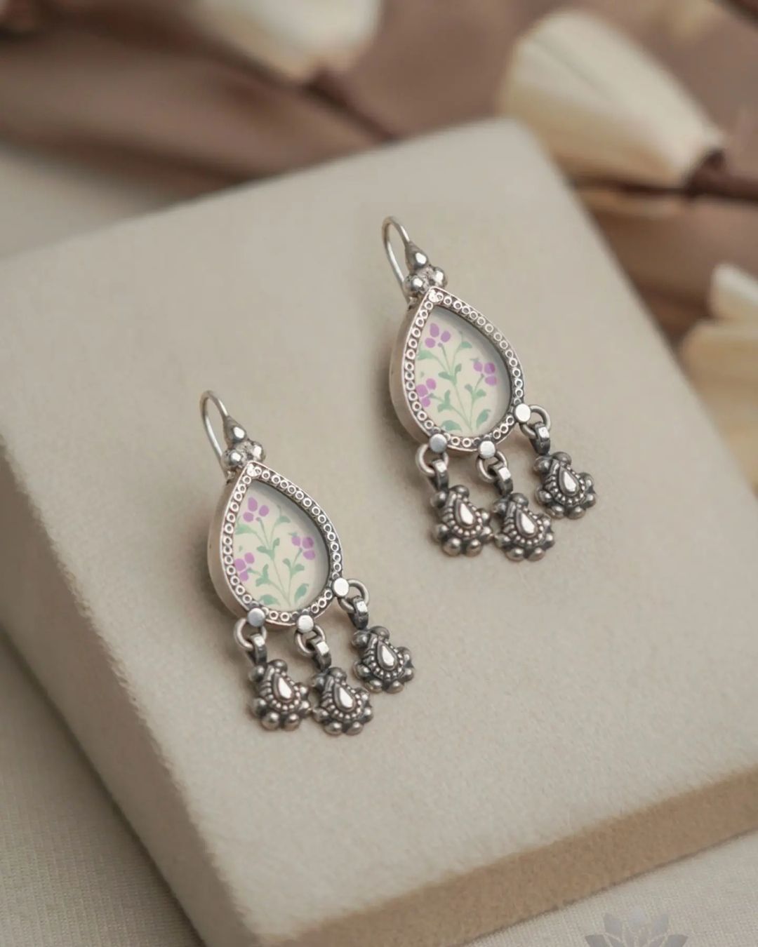 Hand Painted Silver Earrings From 'Prade Jewels'