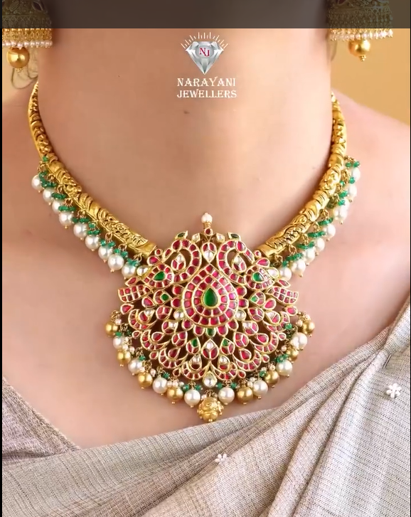 Handcrafted Kundan Gold Necklace &Haram From 'Narayani Jewels'