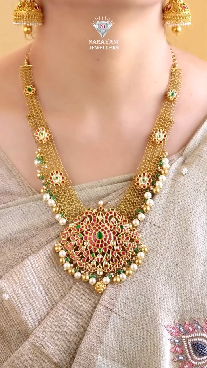 Handcrafted Kundan Gold Necklace &Haram From 'Narayani Jewels'