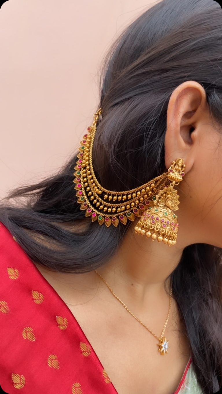 Traditional Lakshmi Jhumkas with Mattal From 'Kichu Collection'