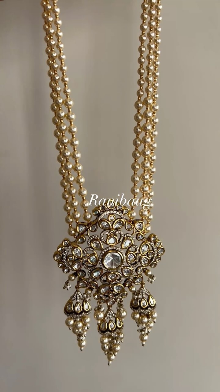 Vicctorian Polki Pendant Pearl Long Necklace From 'Rani Baug'