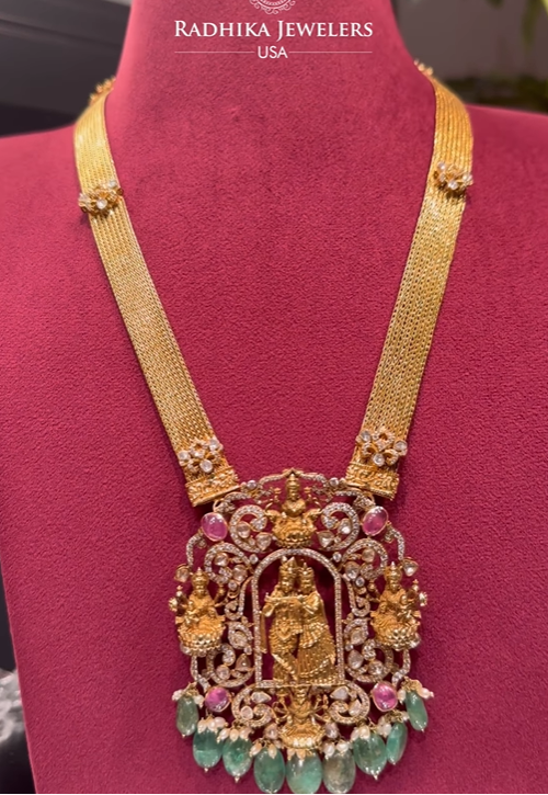 Radha Krishna Pendant Gold Long Necklace From 'Radhika Jewellers'