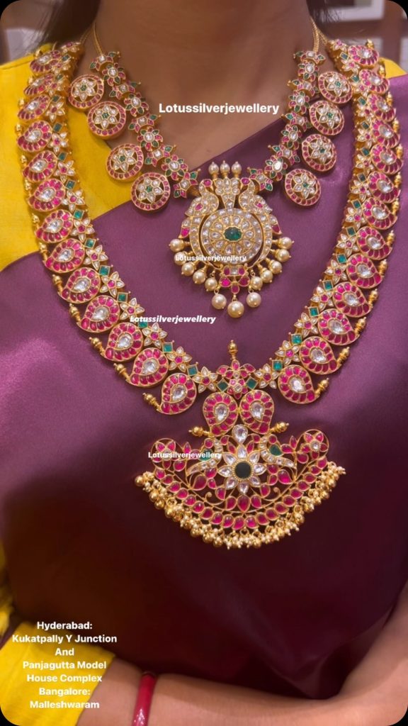 Kundan Jadau Gold Plated Necklace And Long Necklace From 'Antique Lotus'