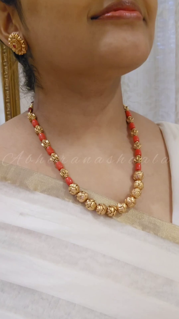 Antique Finish Coral Beads Set From 'Abharashaala'