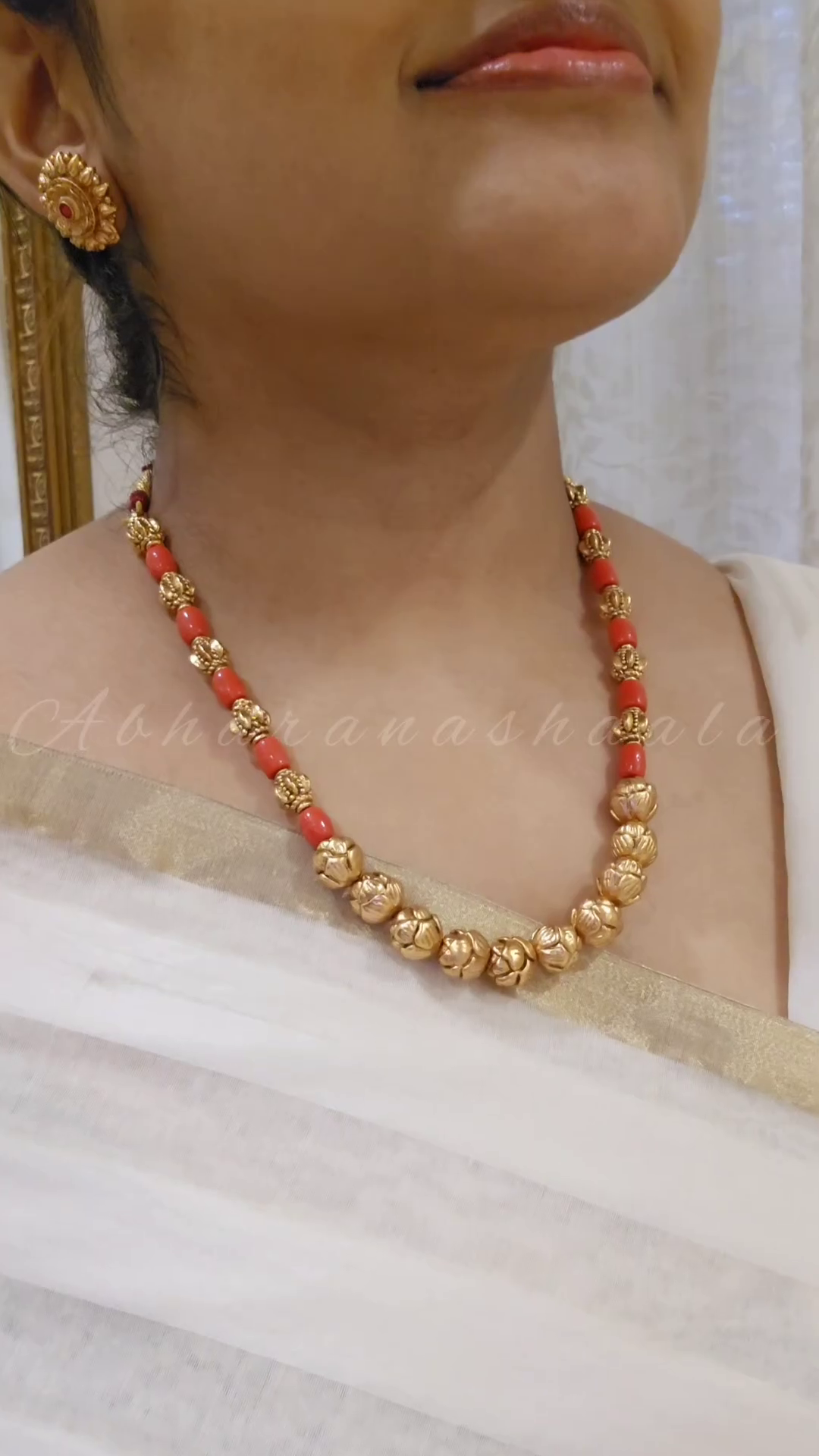 Antique Finish Coral Beads Set From 'Abharanashaala'