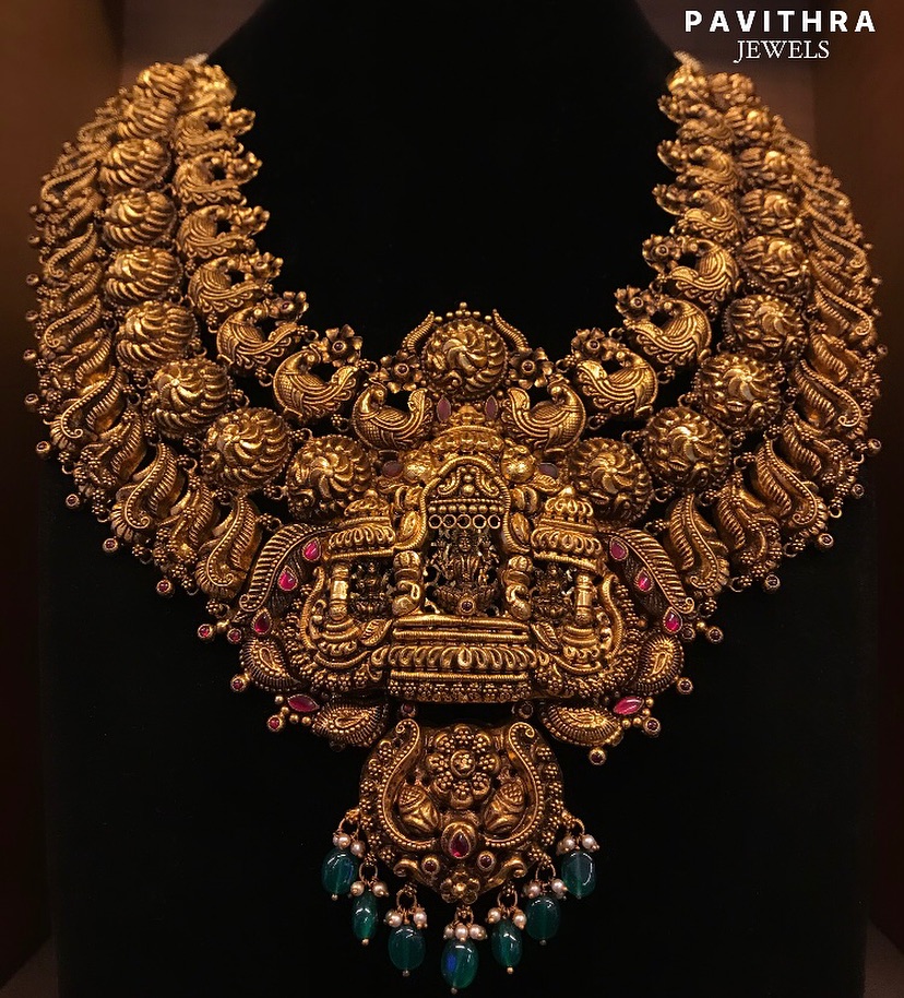 Antique Lakshmi Pendant Peacock Necklace From 'Pavithra Jewels'