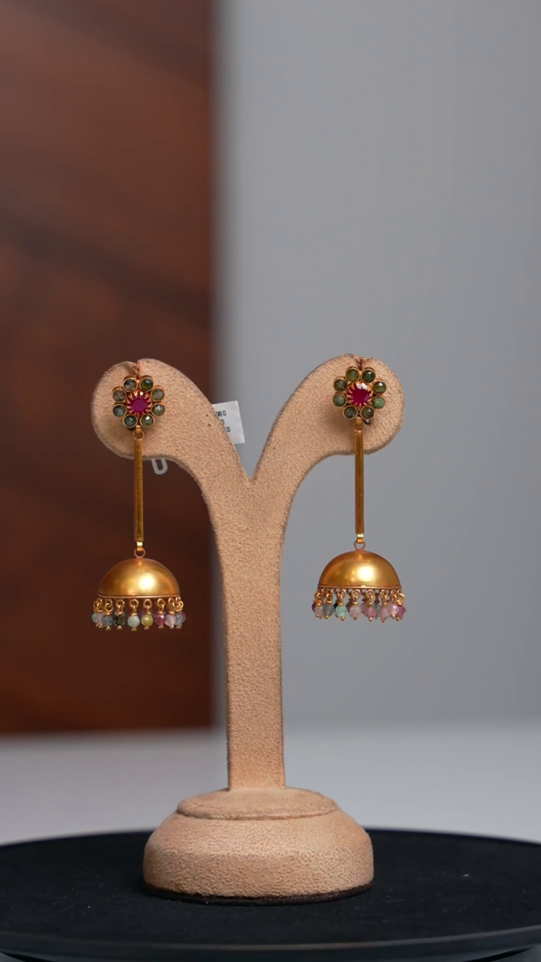 Antique Tourmaline Jhumkas From 'DC Jewellers Designer Boutique'