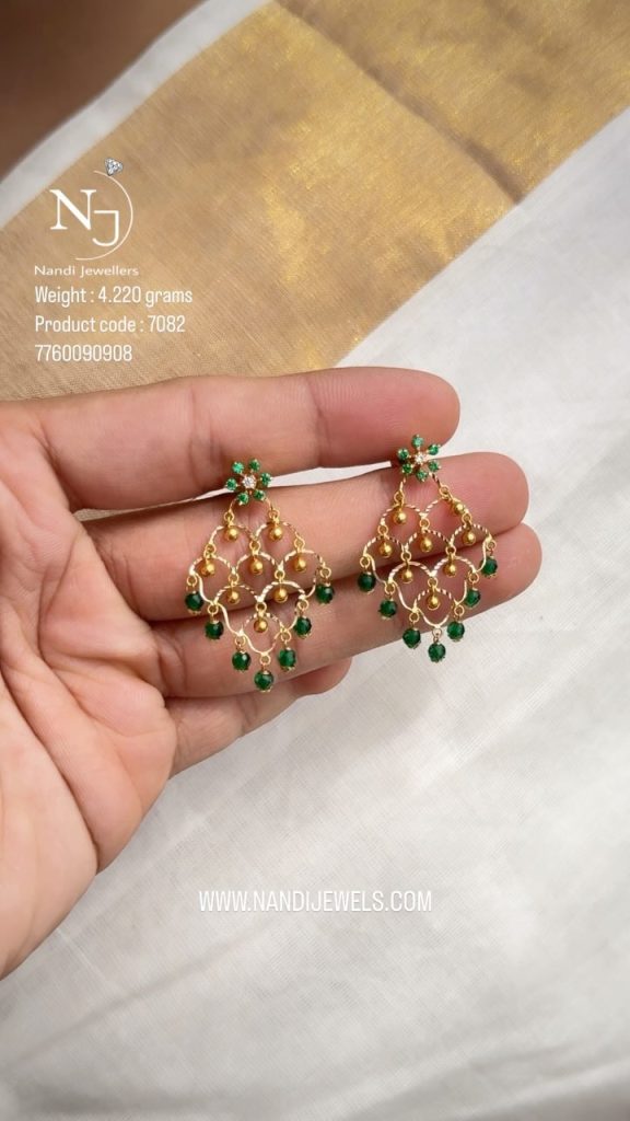 Beautiful Green Beads Hangings Earrings From 'Nandi Jewels'