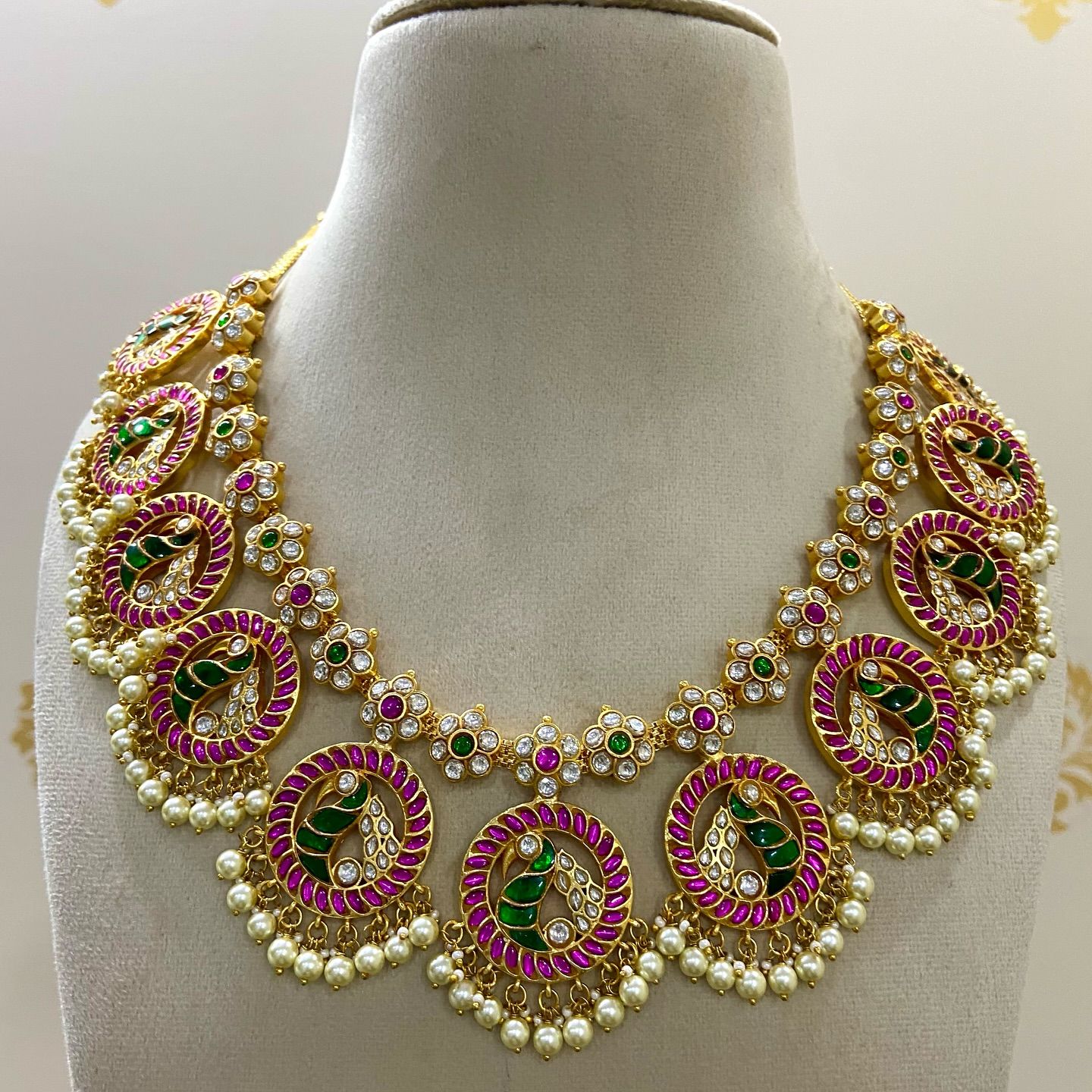 Gold Plated Bridal Stone Neck Sets From 'Shrikanak Jewellers'