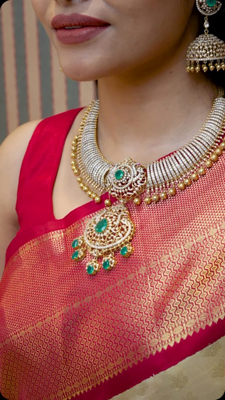 Gold Plated CZ Diamond Tussi Necklace From ‘Ithihaasa’