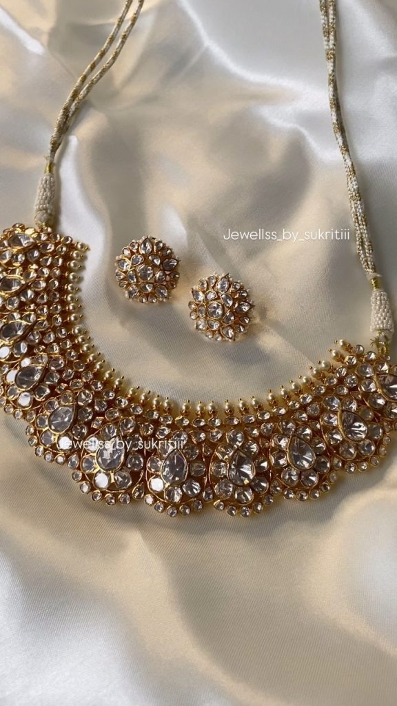 Gold Plated Moissanite Polki Necklace From 'Jewells By Sukriti'