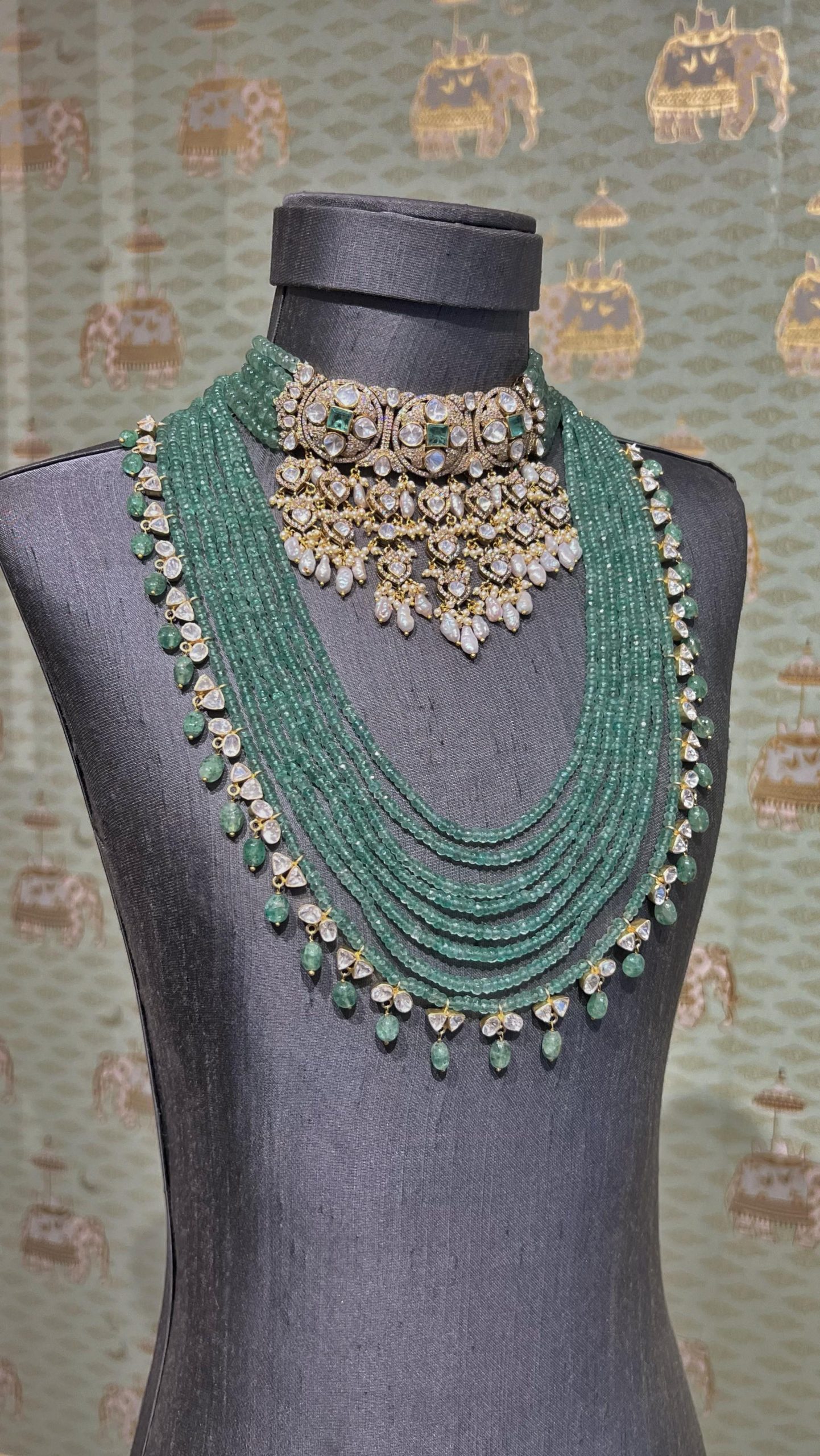 Gold Plated Polki Beads Layered Jewellery Set From 'Rajatamaya'