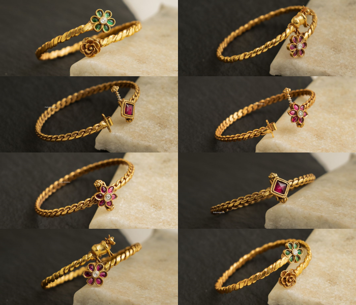 Gold Plated Silver Kada Bangles 'Parampariya'