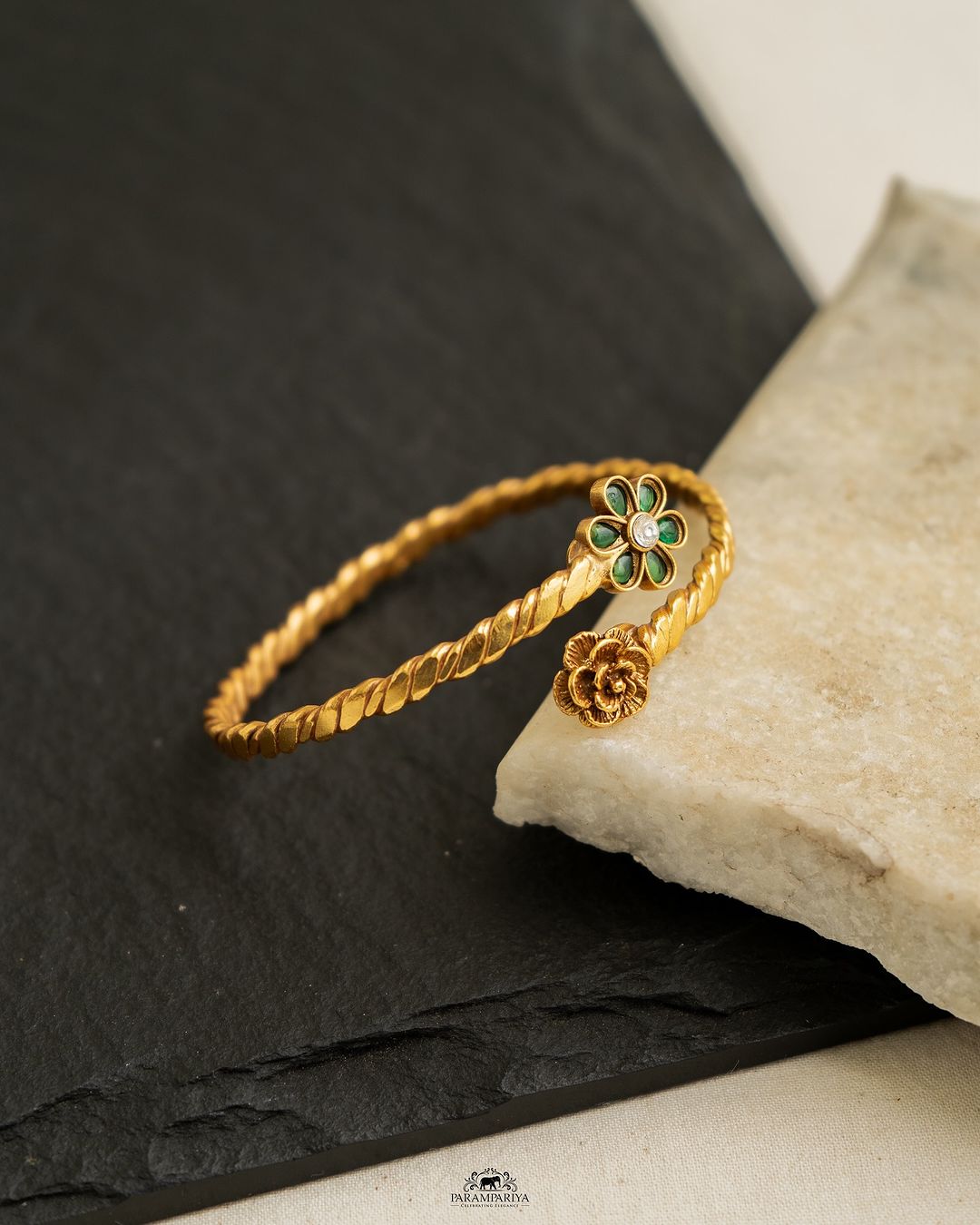 Gold Plated Silver Kada Bangles 'Parampariya'