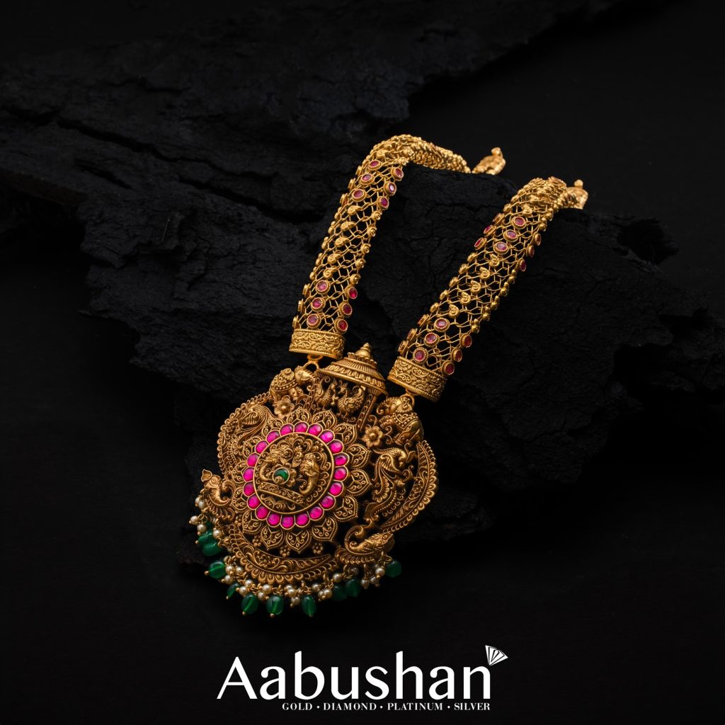 Traditional Antique Finish Long Necklace From 'Aabushan Jewellery'