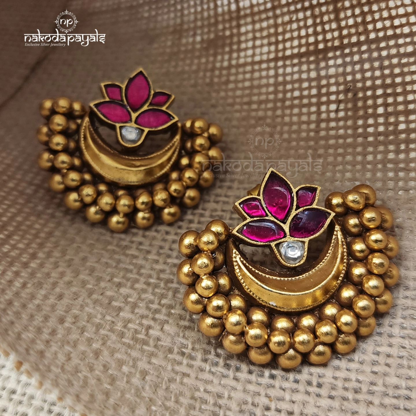 92.5 Silver Kundan Earrings From 'Nakoda Payals'