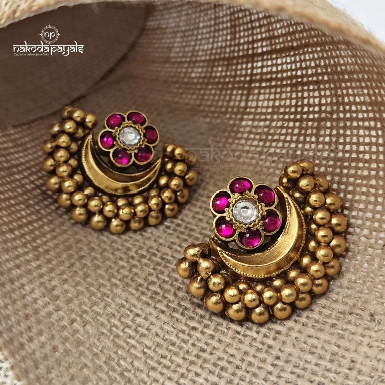 92.5 Silver Kundan Earrings From 'Nakoda Payals'