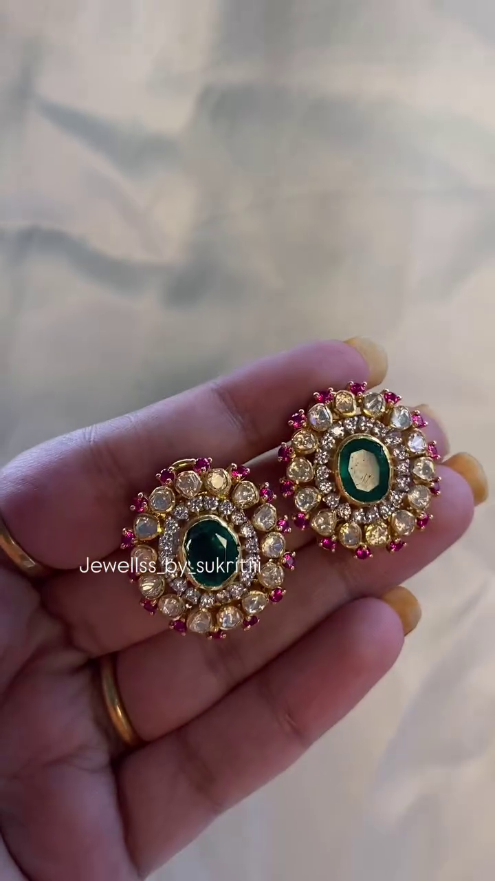 92.5 Silver Moissanite Polki Earrings 'Jewellss by Sukritiii'