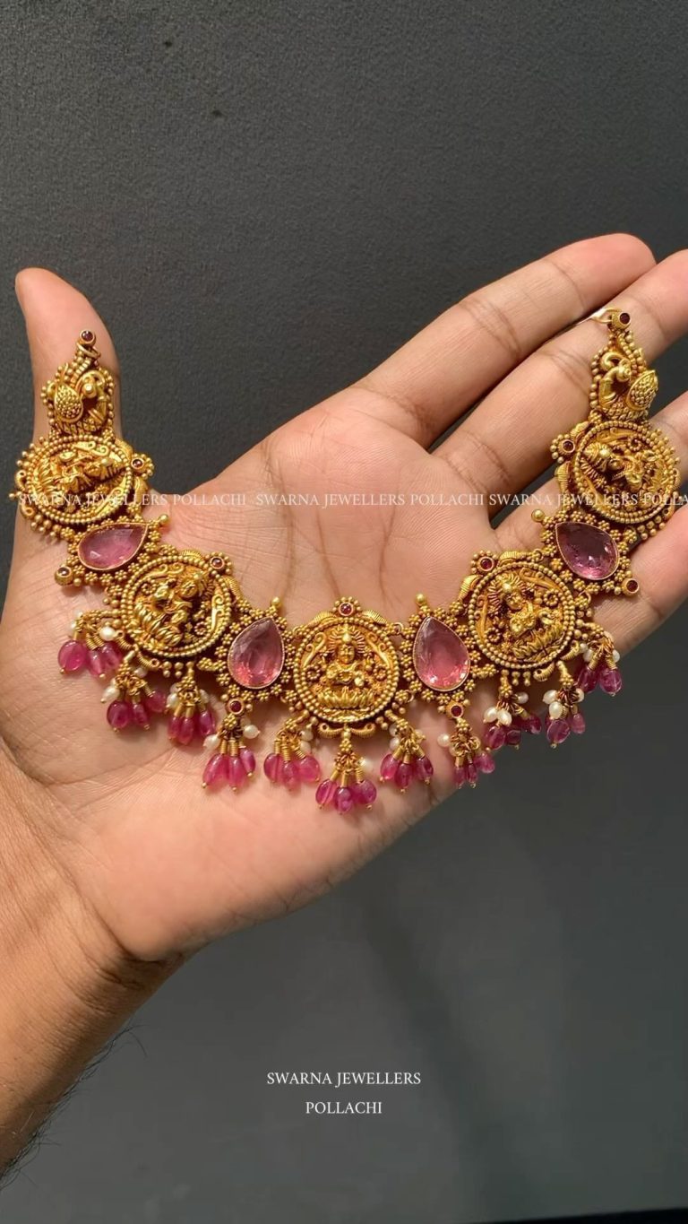 Antique Lakshmi Gold Necklace From 'Swarna Jewellers Pollachi'