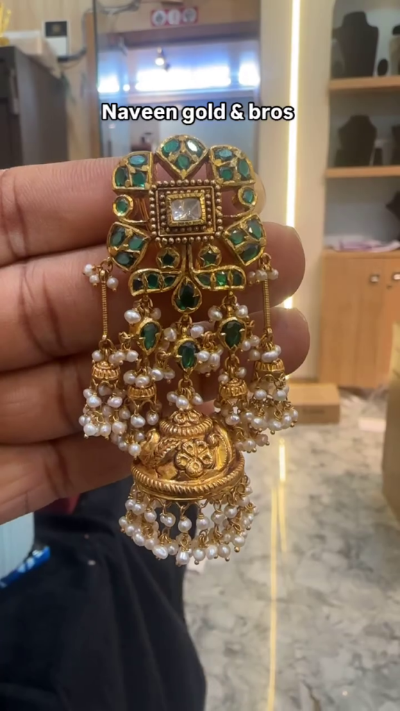 Green Stone Earrings From 'Naveen Gold And Bros'