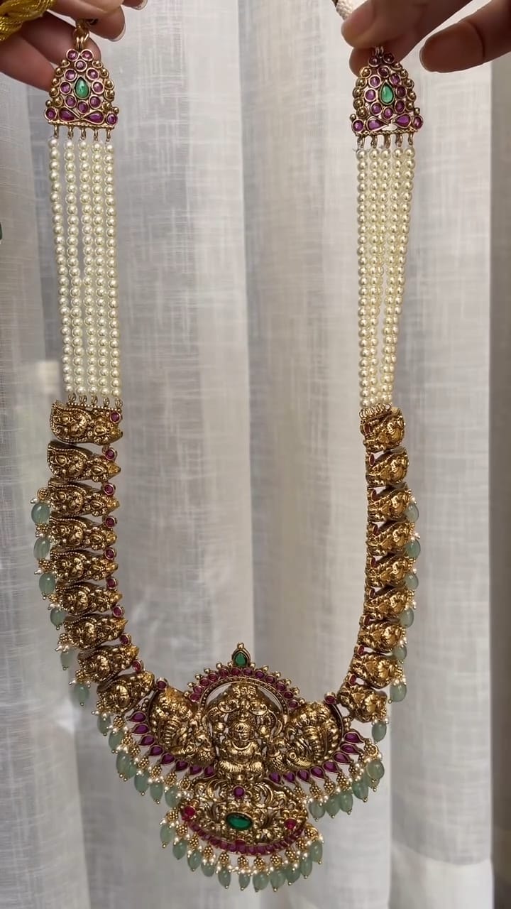 Elegant Peacock Lakshmi kemp Haram From 'Kruthika Jewellery'