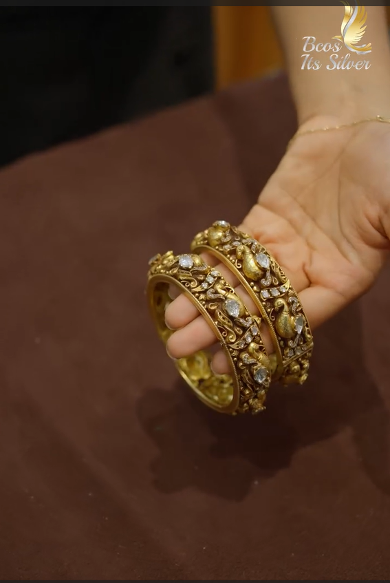 Gold Finish Nakshi Polki Bangle From 'Bcos Its Silver'