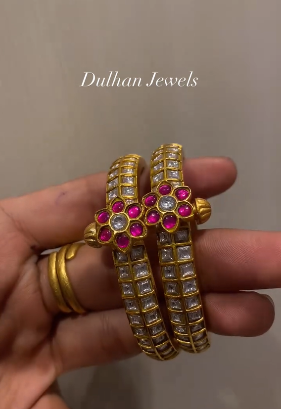 Gold Look Real Jadau Kundan Bangles 'Dulhan Jewels'