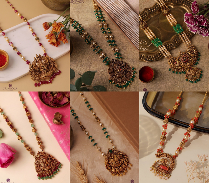 Gold Pearl Beaded Haram Sets From 'Srinivasa Jewellers'