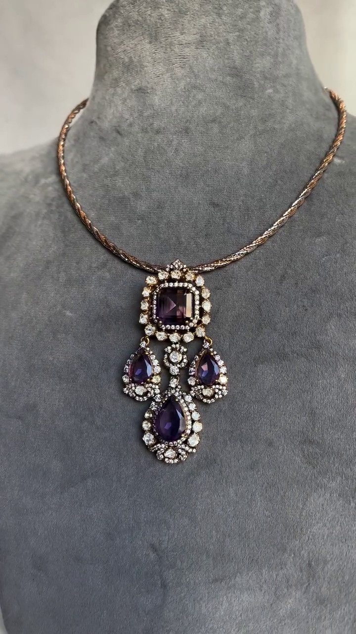 Gold Plated Amethyst Pendant Necklace 'Creative Gems and Jewels'